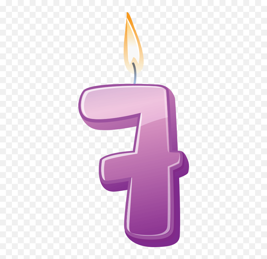 Birthday Candle Number 7 Png Image Free - 7 Birthday Candle Png Emoji,Birthday Candles Png