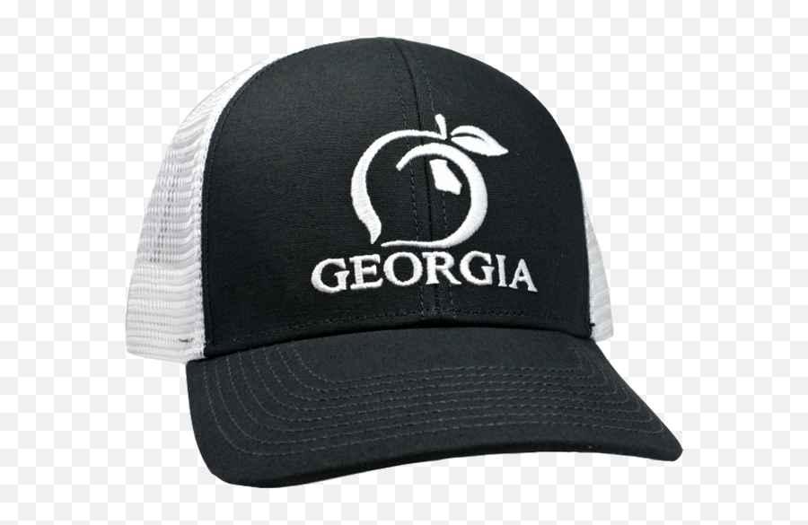 Peach State Pride Georgia Peach Black Trucker Hat Purple Emoji,State Of Georgia Logo