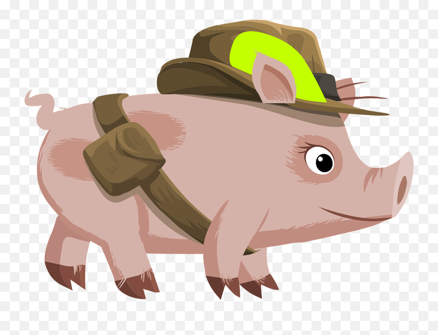 Pig Going Hunting Clipart - Pig With A Belt Emoji,Hunting Clipart