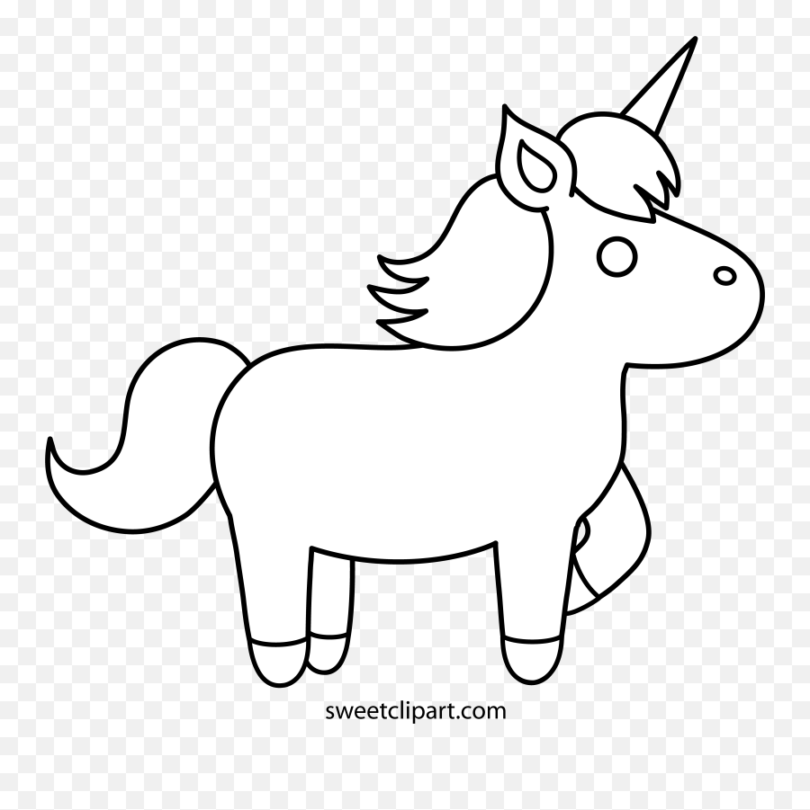 Clipart Unicorn Outline Clipart - Sirenas Y Unicornios Para Colorear Emoji,Unicorn Clipart Black And White