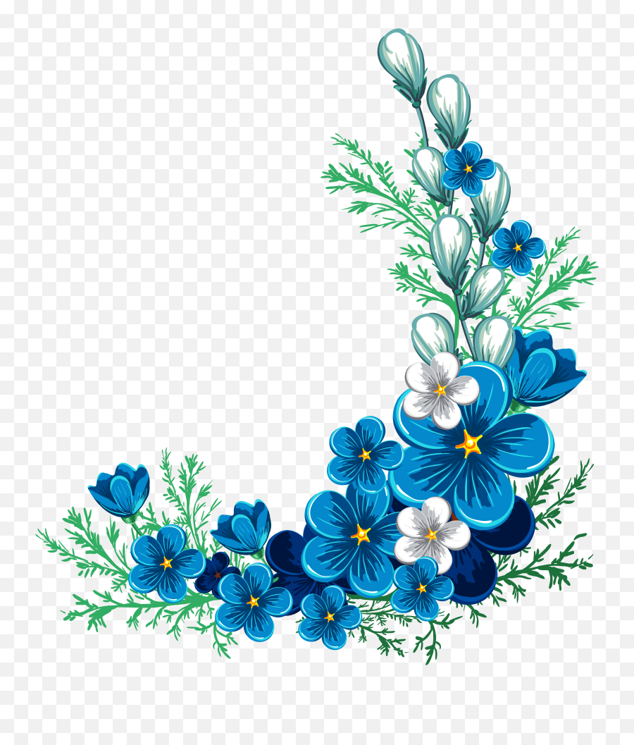 Blue Rose Border Clipart Blue Flower Border - Blue Flower Corner Blue Flower Png Emoji,Flower Border Png