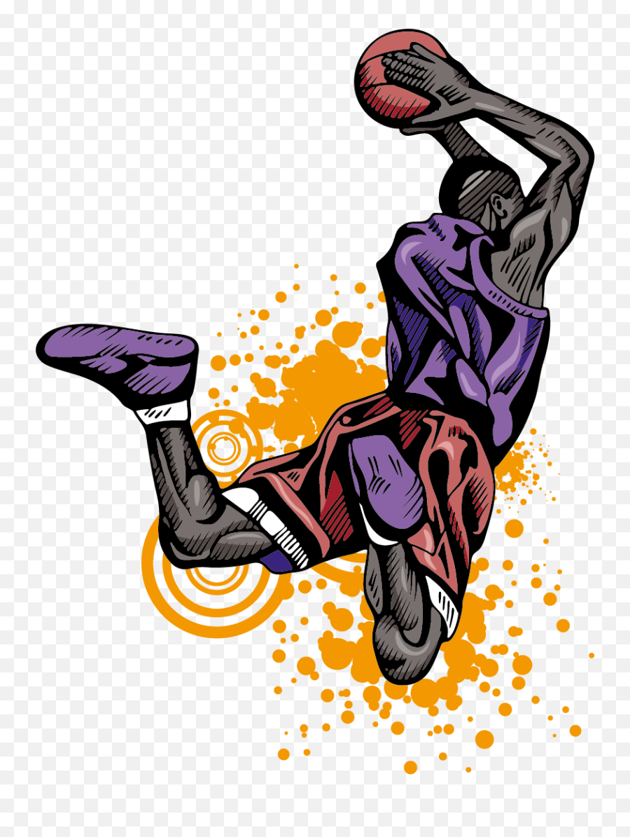 Basketball Player Slam Dunk Athlete - Basketball Dunk Logo Cartoon Dunking Basketball Player Emoji,Basketball Player Clipart