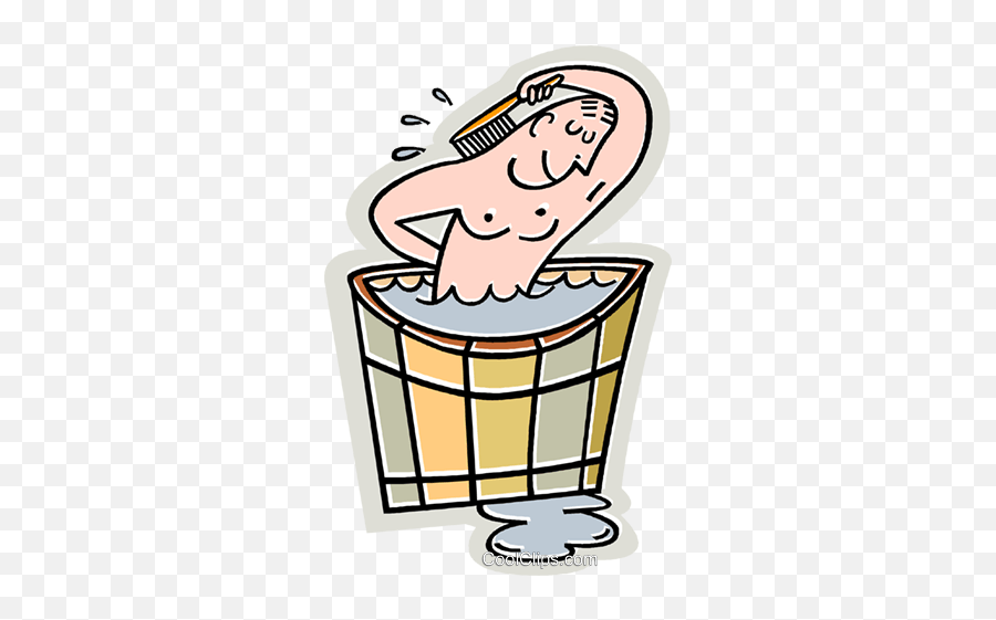 Man Taking A Bath Royalty Free Vector Clip Art Illustration Emoji,Bathing Clipart