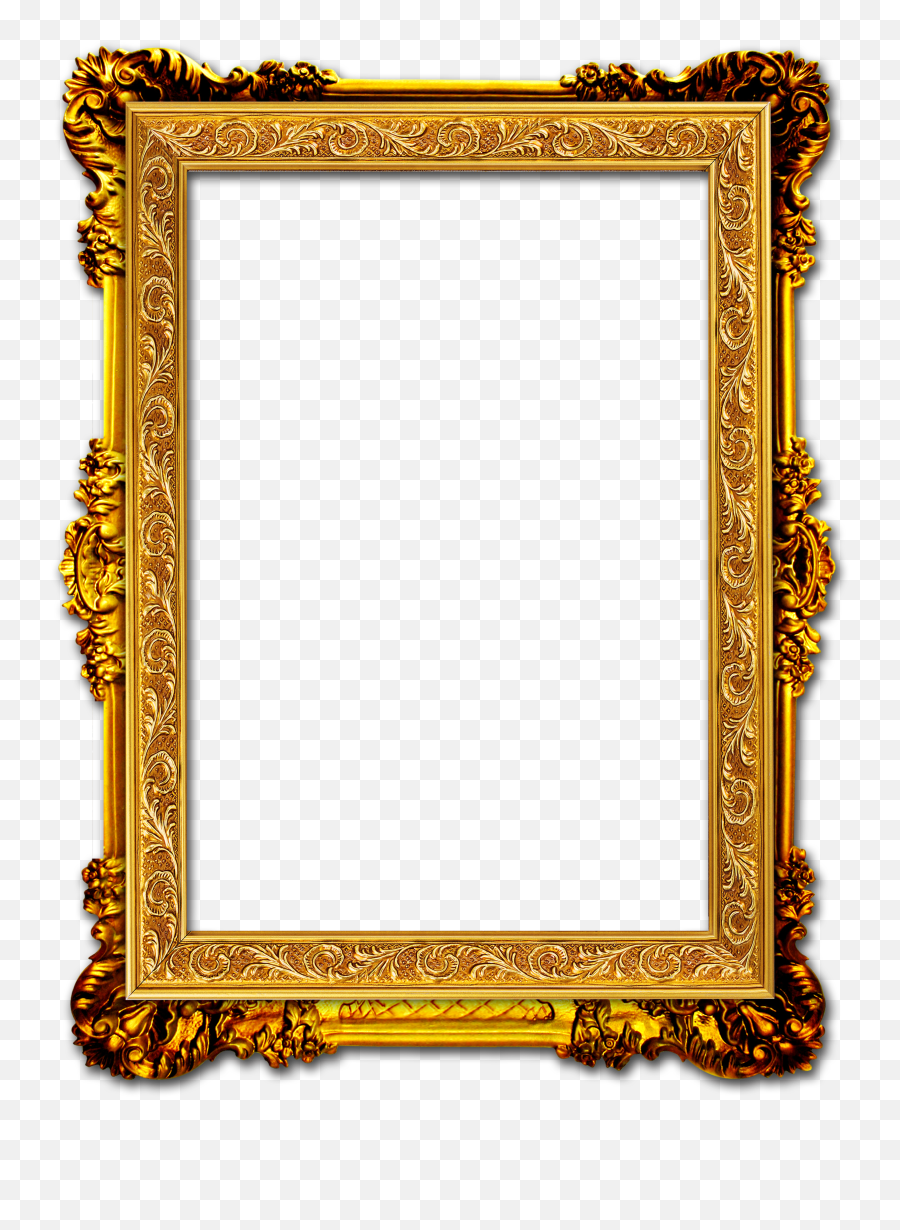 Vintage Frames - Golden Photo Frame Png Hd Emoji,Gold Borders Png