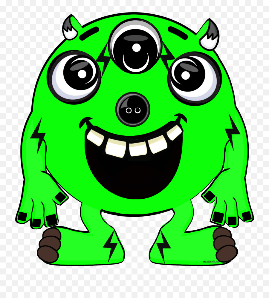 Strike - Cute Hairy Monster With Three Eyes Horns U0026 A Big Emoji,Strike Clipart