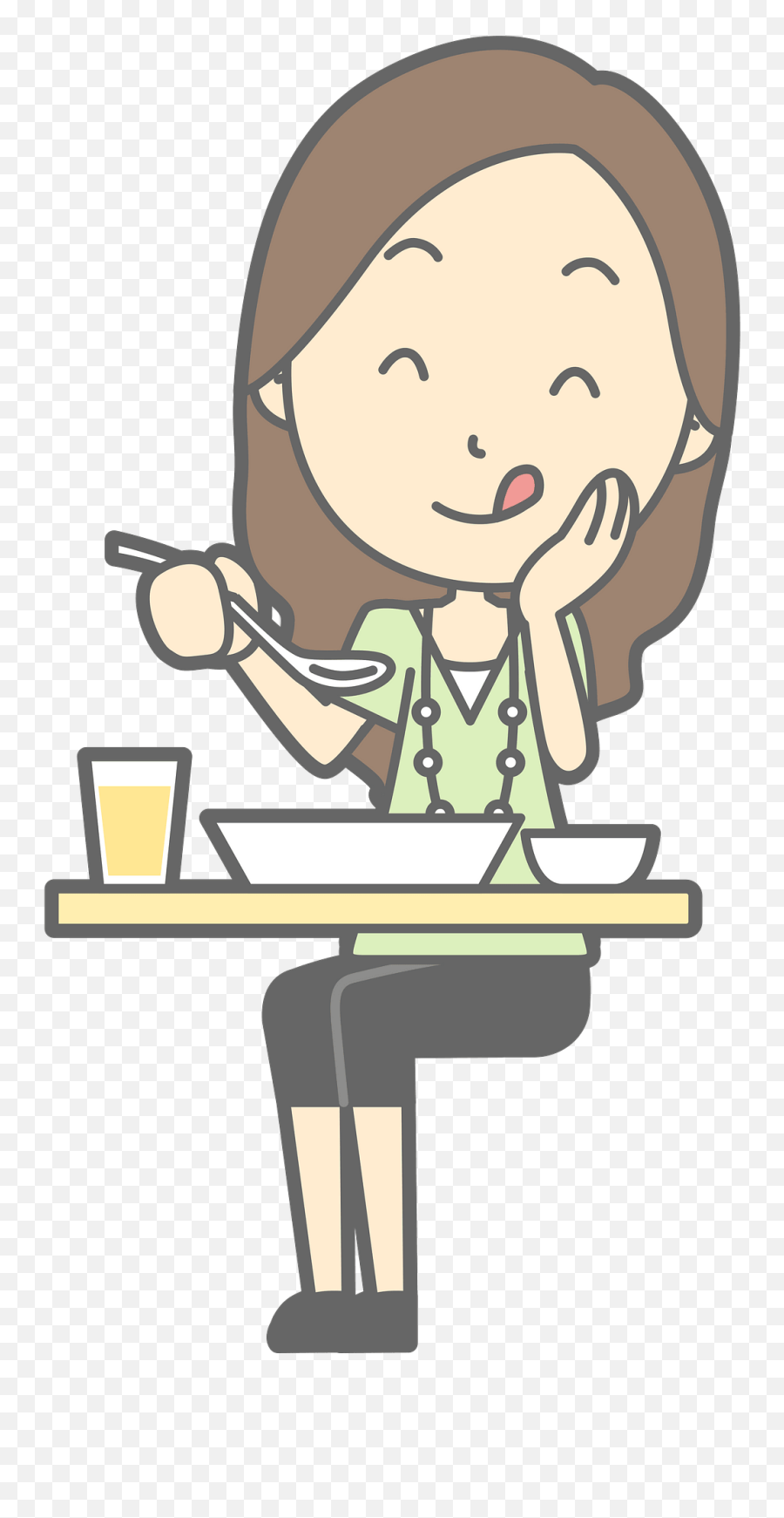 Jenny Woman Is Eating A Delicious Meal Clipart Free Emoji,Diet Clipart