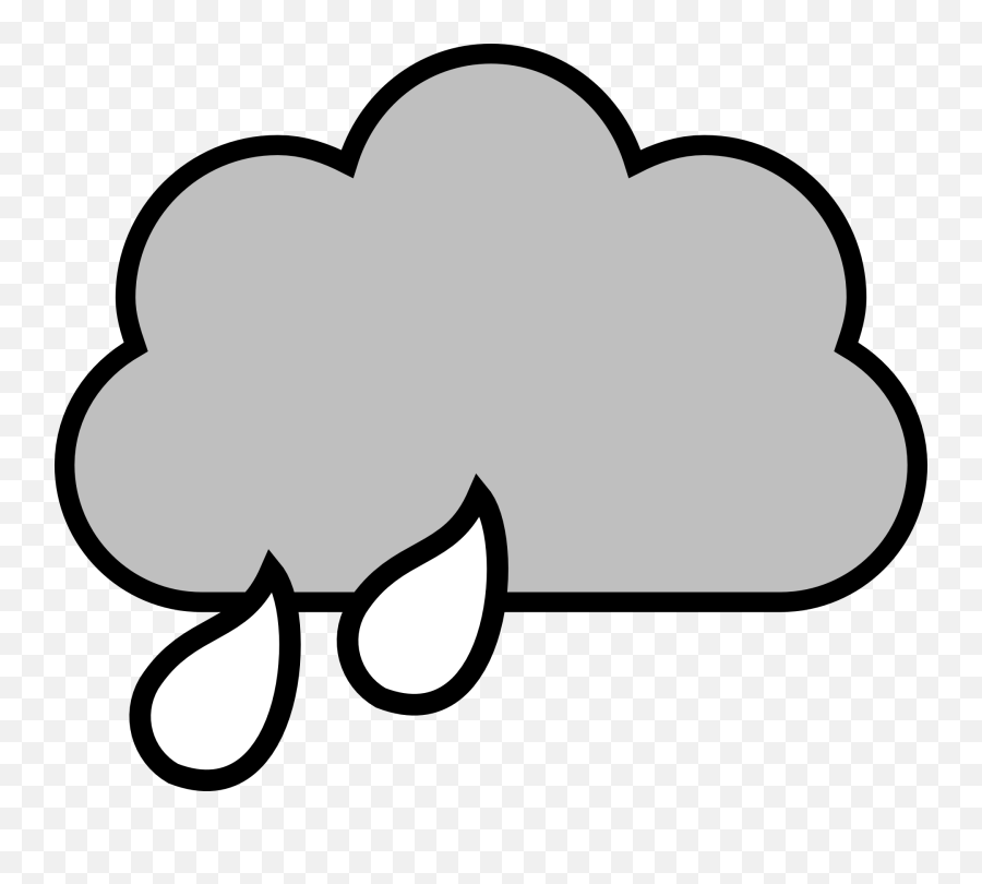 Rainy Clipart Black And White Free - Storm Cloud Black And White Clipart Emoji,Rain Clipart