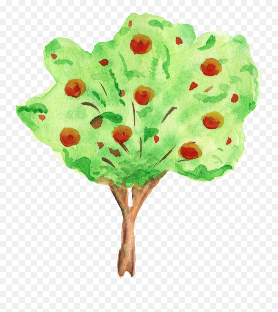 12 Watercolor Tree Transparent - Watercolor Fruit Trees Png Emoji,Watercolor Tree Png