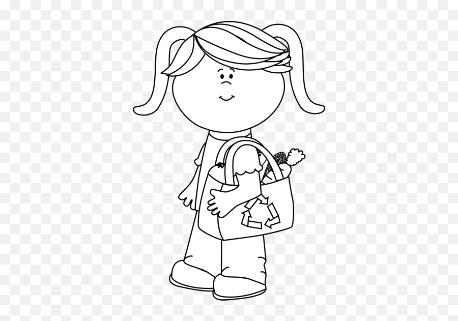 Black And White Girl With Eco Friendly Shopping Bag - Girl Emoji,Shopping Clipart