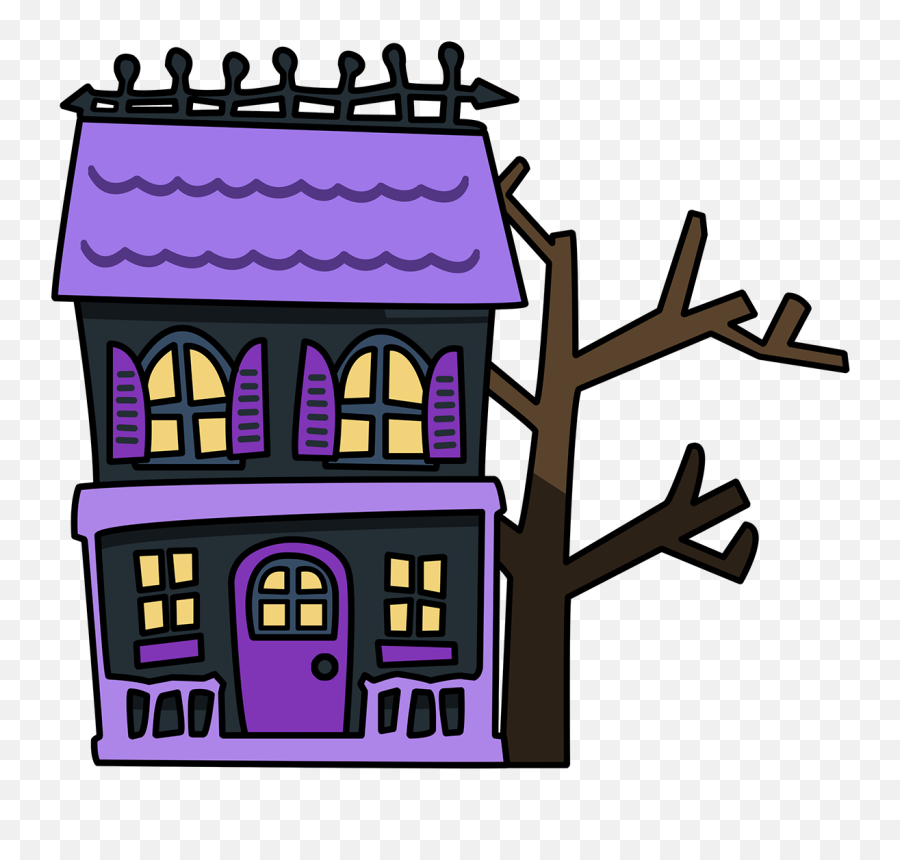 Haunted House Clipart - Purple Haunted House Clipart Emoji,Haunted House Clipart