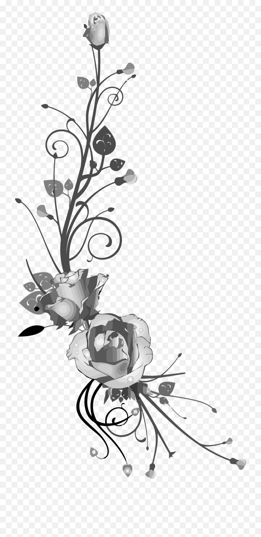 Library Of Rose Flower Image Freeuse Library Black And White - Black Floral Flourish Png Emoji,Rose Clipart Black And White