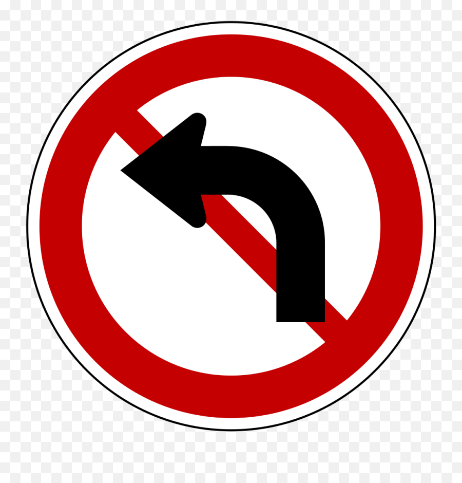 South Korea Road Sign 214 - No Left Turn Sign Transparent Emoji,Turn And Talk Clipart