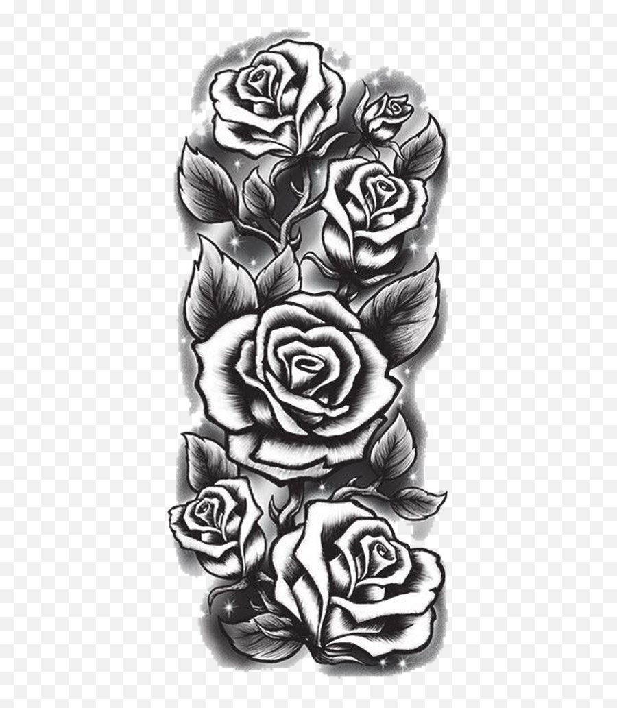 Rose Sleeve Tattoo Drawings Png Image - Sleeve Black And White Tattoo Design Emoji,Tattoo Sleeve Png