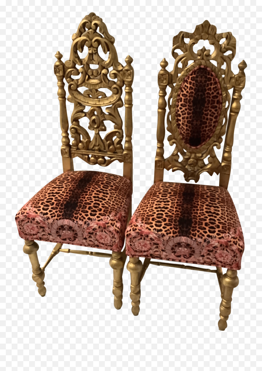 Vintage Alison In Wonderland Children Louis Xvi Style Chairs With Versace Upholstery - A Pair Emoji,Alison Wonderland Logo