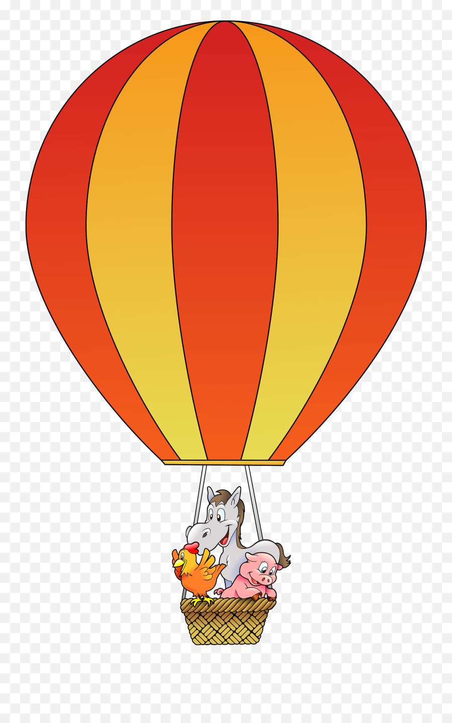 Hot Air Balloon Basket Clipart - Balloon Clip Art Cartoon Hot Air Balloon Emoji,Farm Animals Clipart