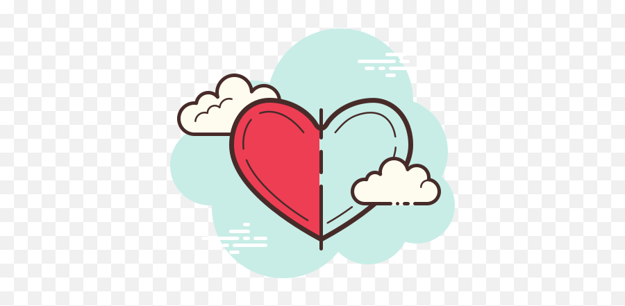 Half Heart Icon In Cloud Style Emoji,Heart Icon Transparent