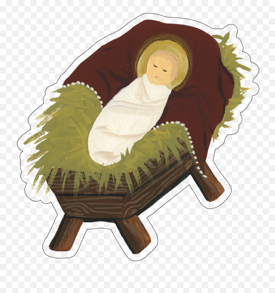 Jesus In A Manger Print U0026 Cut File - Illustration Infant Emoji,Manger Clipart