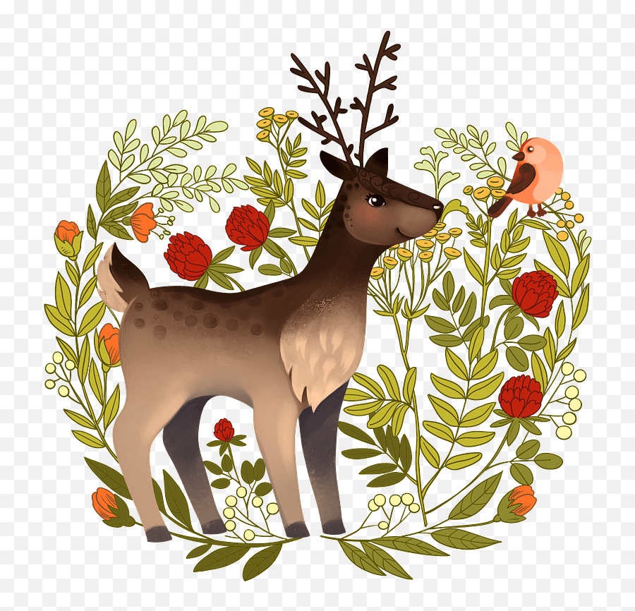 Fawn In Flowers Clipart Free Download Transparent Png Emoji,Free Moose Clipart