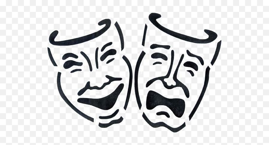 Drama Mask Stencil - Clip Art Library Artes Visuales De Cine Emoji,Drama Clipart