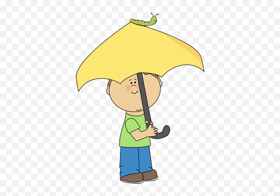 Boy With An Umbrella And Caterpillar Clip Art Umbrella - Boy With Umbrella Clipart Free Emoji,Umbrella Clipart
