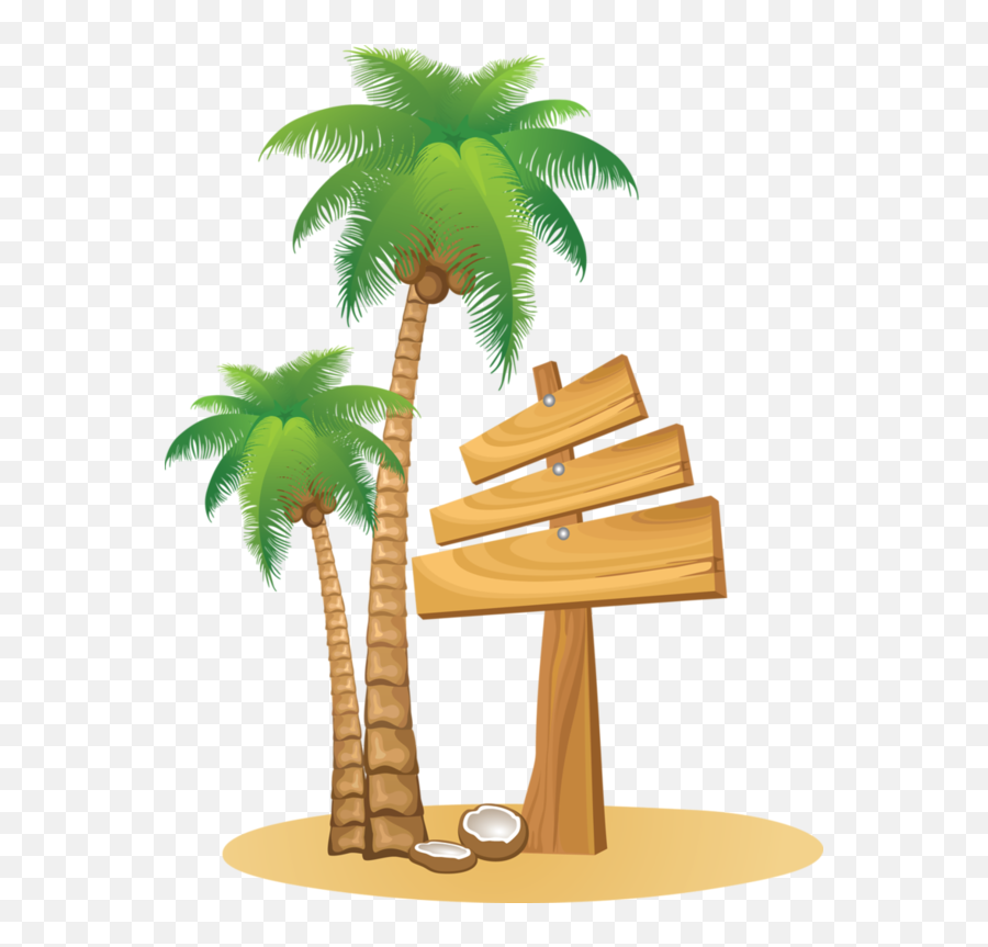 Luau Clipart Coconut Tree - Wooden Signboard Sign Board Vector Emoji,Luau Clipart
