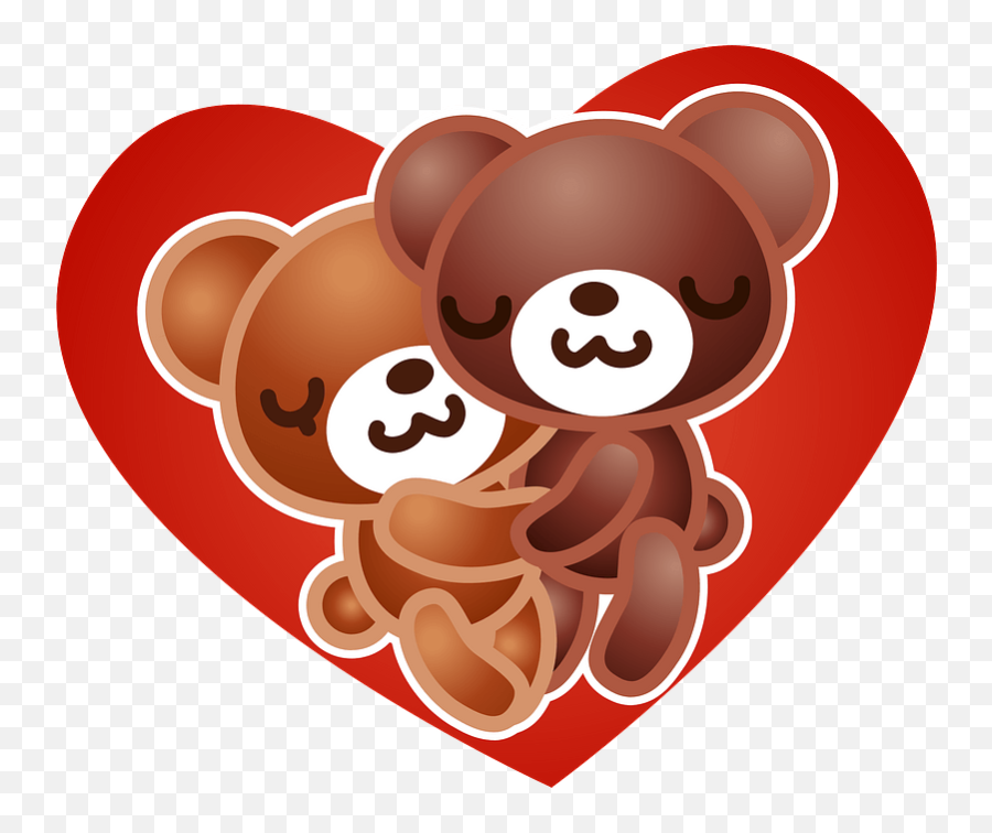 Bears Are Framed In A Red Heart Clipart Free Download - Happy Emoji,Red Heart Clipart
