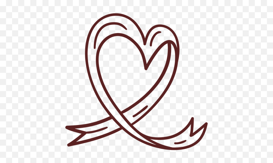 Hand Drawn Heart Shaped Ribbon Stroke - M Em Forma De Coração Em Png Emoji,Hand Drawn Heart Png