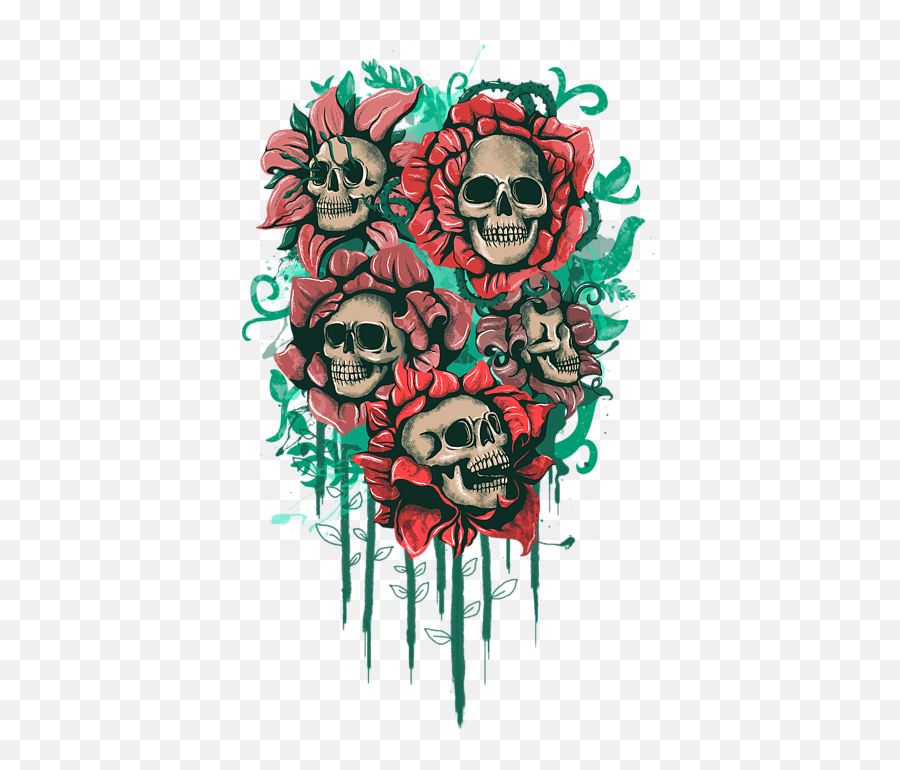Floral Skull Duvet Cover - Duvet Emoji,Skull Transparent Background