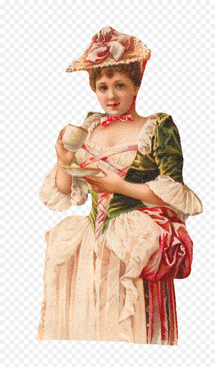 Woman Drinking Tea Clip Art - Victorian Lady Drinking Tea Victorian Ladies Sipping Tea Emoji,Drinking Png