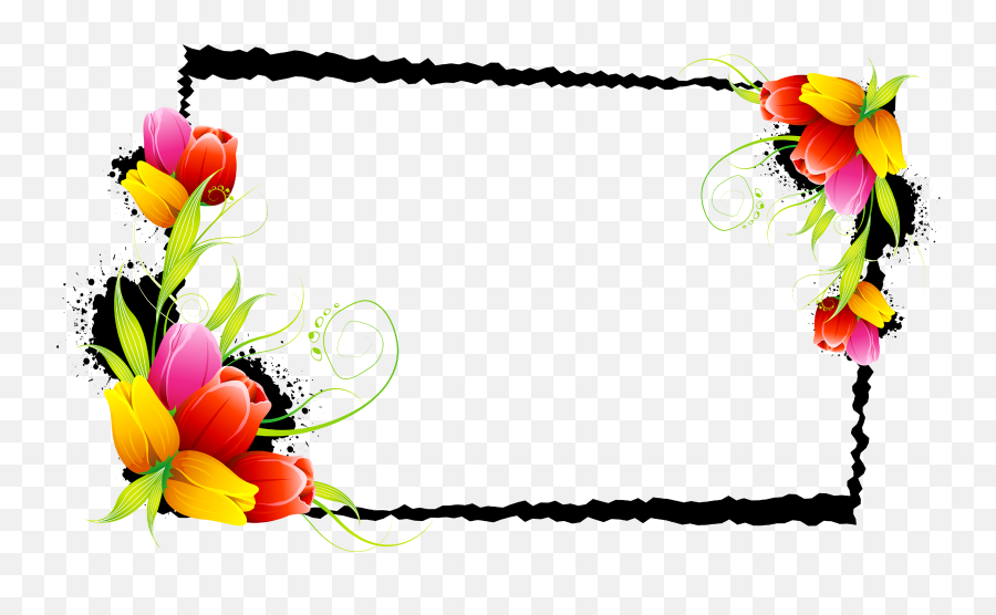 And Decorative Flower Floral Design Frames Borders - Bordas Flower Colorful Border Design Emoji,Flores Png