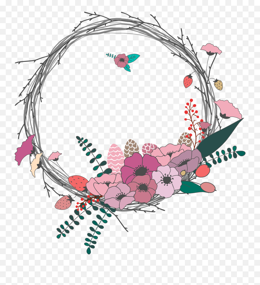 Floral Wreath Clipart Emoji,Floral Wreath Clipart