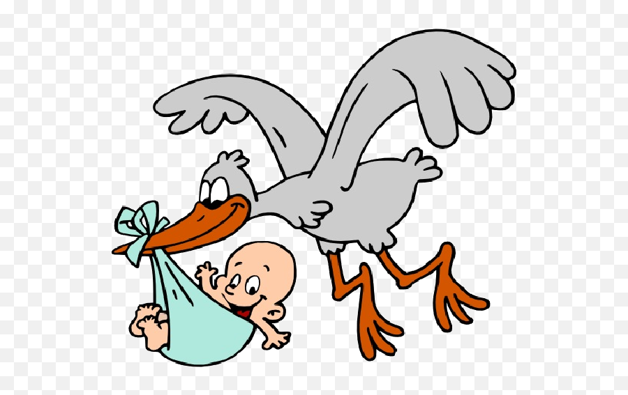 Stork Carrying Baby Boy Cartoon Clip - Immagine Cicogna Rosa Da Stampare Emoji,Stork Clipart