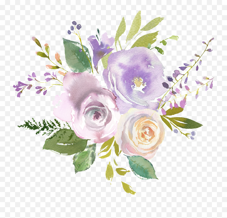 Transparent Watercolor Flowers Png Hd - Purple Flower Painting Png Emoji,Watercolor Floral Png