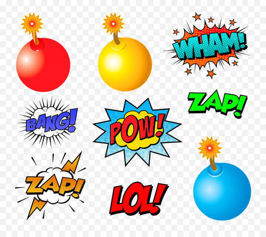 Superhero Words Pow Bam - Superhero Bomb Emoji,Bam Png