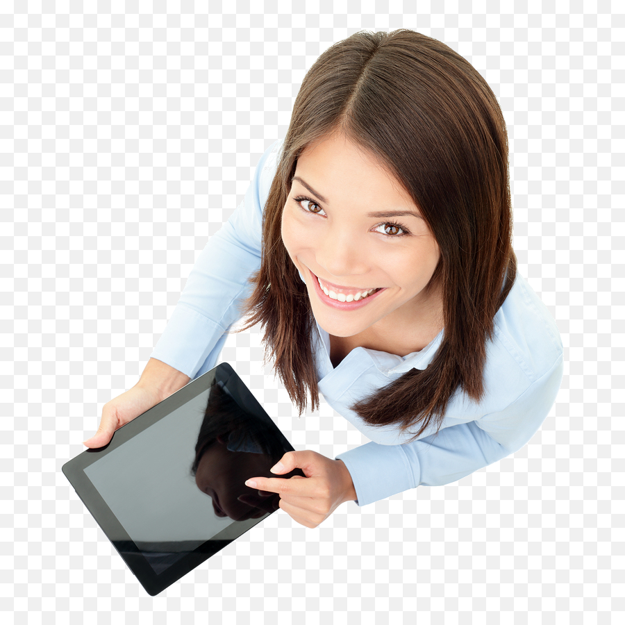 Smiling Business Woman Png Download - Women With Tablet Png Business Woman With Tablet Png Emoji,Business Woman Png