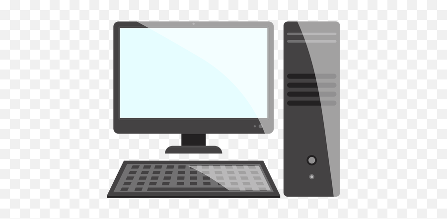 Black And White Computer Desktop Icon - Desktop Computer Cartoon Png Emoji,Computer Transparent