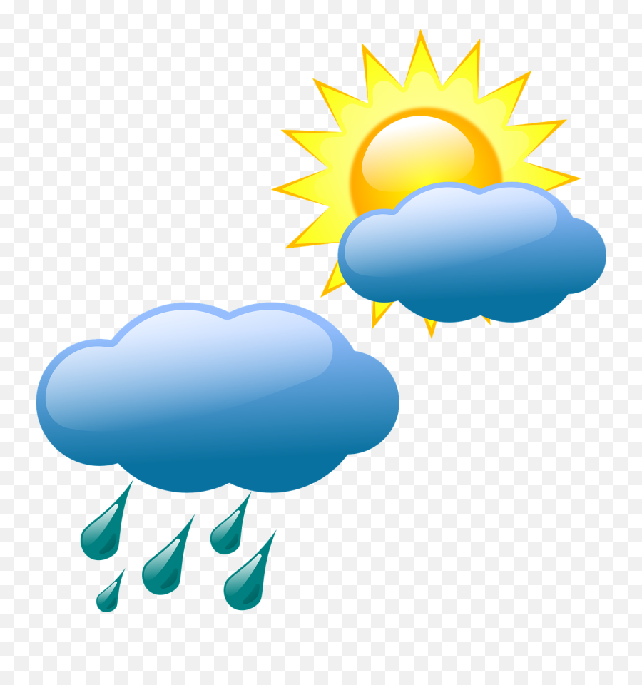 Weather Forecasting Symbol Clip Art Drizzle Sunny Weather - Sunny And Rainy Weather Clipart Emoji,Clouds Clipart