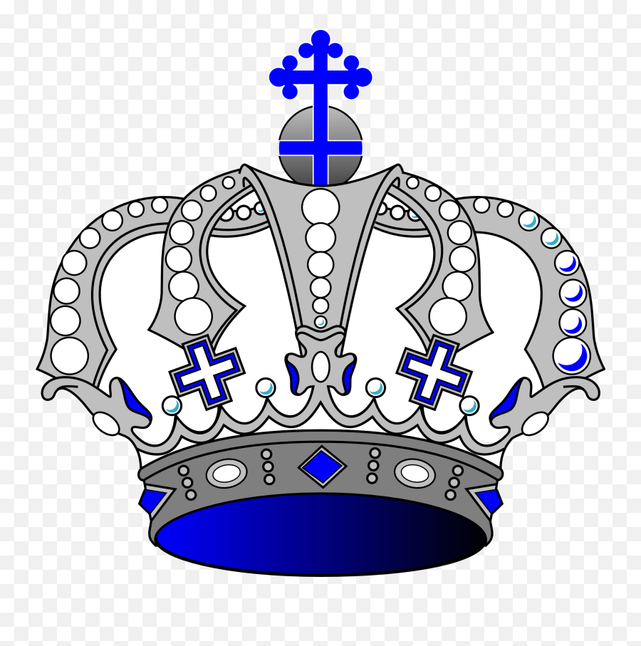 Download Blue King Crown Png - Blue And Silver Crown Full Emoji,Kings Crown Png