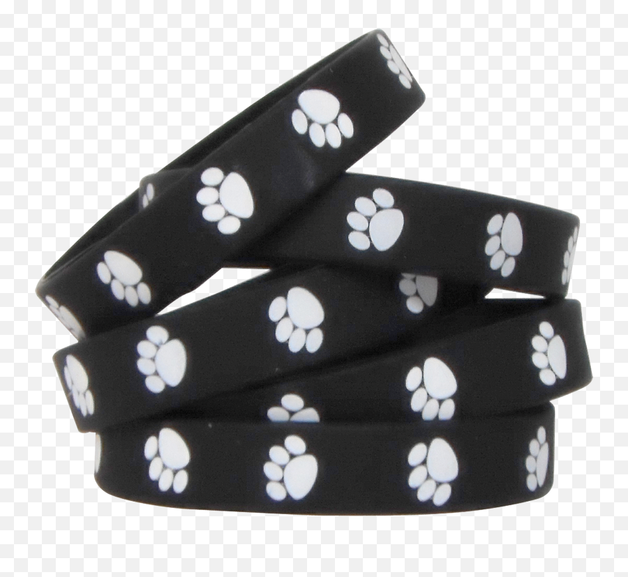 Black With White Paw Prints Wristbands - Wristband Emoji,White Paw Print Png