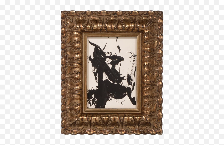 Original Abstract Black And White Painting In Ornate Frame - Picture Frame Emoji,Ornate Frame Png