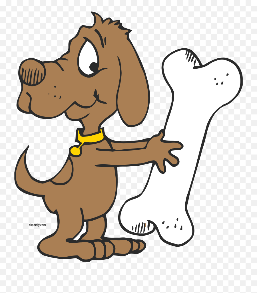 Dog With A Seriously Large Bone Clipart - Bone Clipart Emoji,Dog Bone Clipart