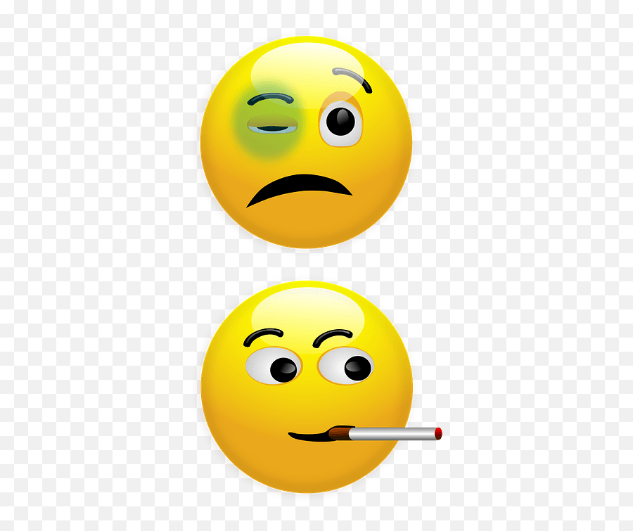 Black Eye Smiley And Smoking Smiley Clipart Free Download Emoji,Black Eye Png