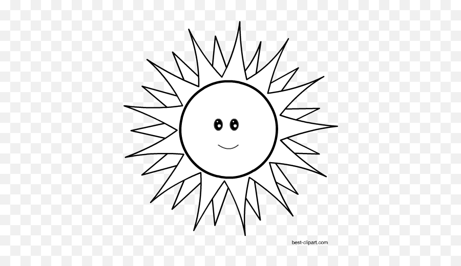 Download Black And White Smiling Hot Sun 470339 - Png Emoji,Sun Clipart Black And White