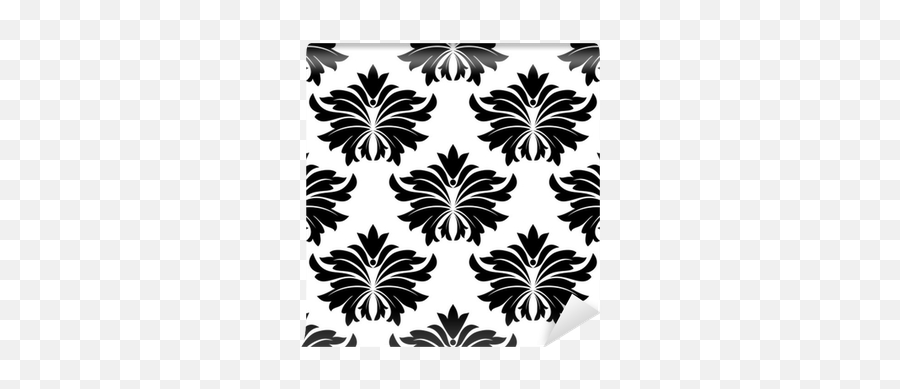 Seamless Pattern With Big Black Flowers Wall Mural U2022 Pixers Emoji,Black Flowers Png