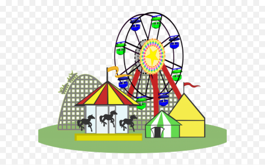 Download Hd Ferris Wheel Clipart - Theme Park Clipart Emoji,Ferris Wheel Clipart