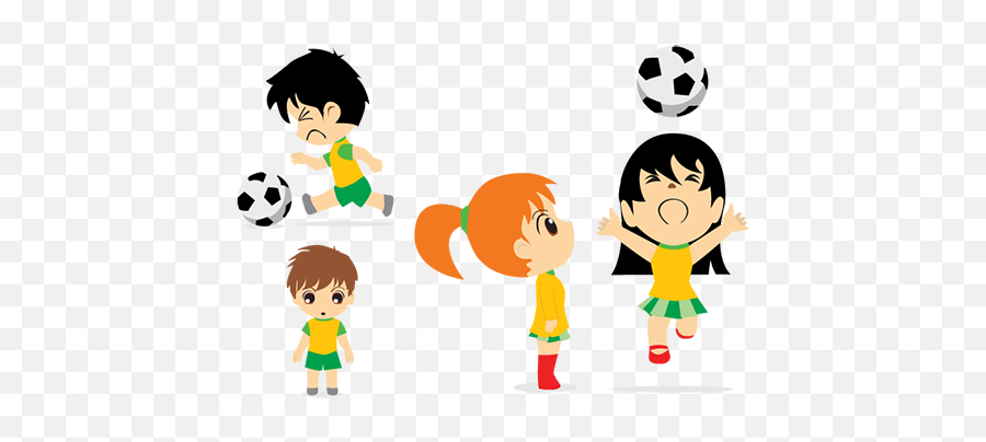 Kids Children Playing Football People Vector Illustrations - Mujeres Y Hombres Jugando Futbol Animado Emoji,Children Playing Clipart