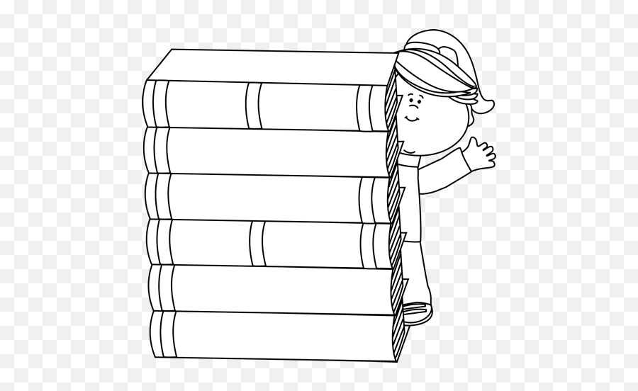 Reading Books Clip Art Girl Behind Books Clip Art - Preposition Behind Clipart Black And White Emoji,Book Clipart