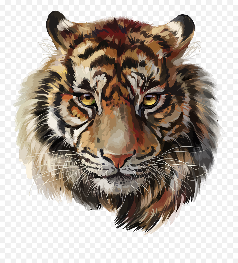 Tiger Head Watercolor Painting Png - Watercolour Painting Of Tiger Emoji,Painting Png