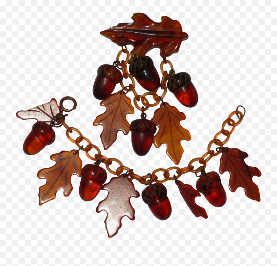 Vintage Root Beer Bakelite Carved Acorns U0026 Oak Leaves - Oak Decorative Emoji,Oak Leaf Clipart