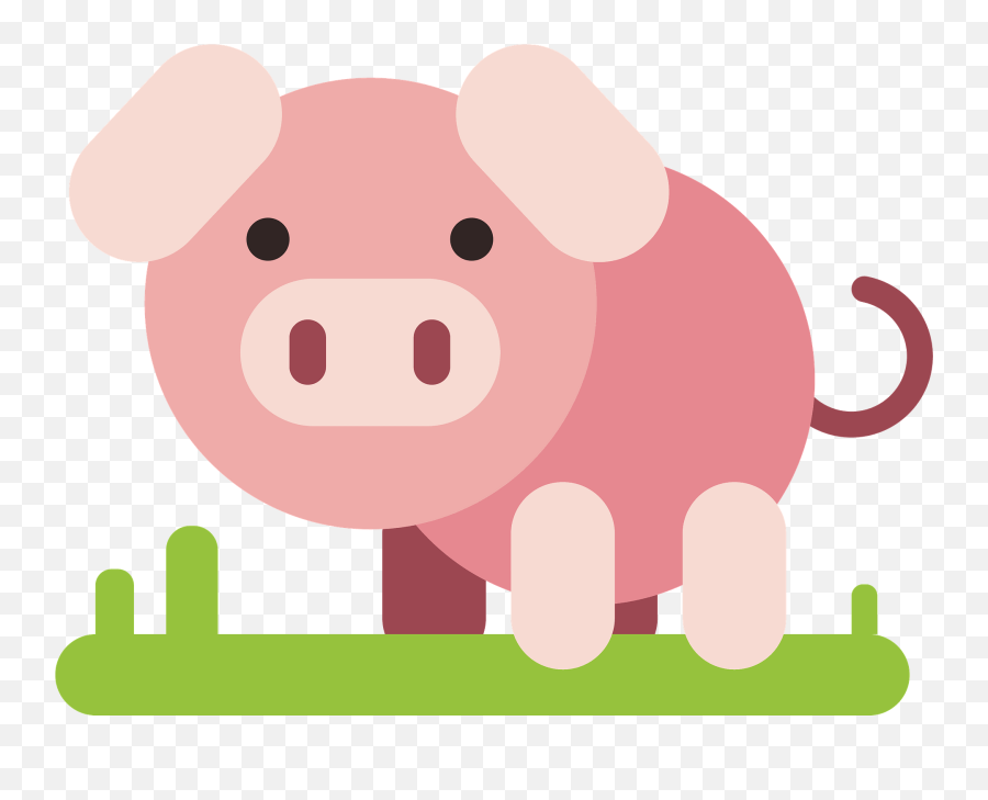 Cartoon Pig On The Grass Clipart Free Download Transparent - Cute Pig Pig Quotes Emoji,Cartoon Grass Png